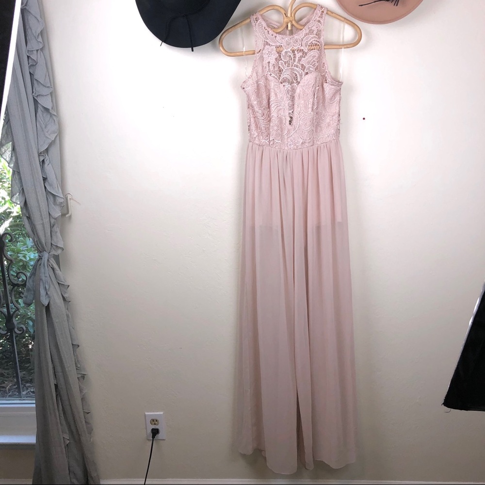 Stella Laguna Beach Sheer Nude Lace Jumpsuit Sz Small
